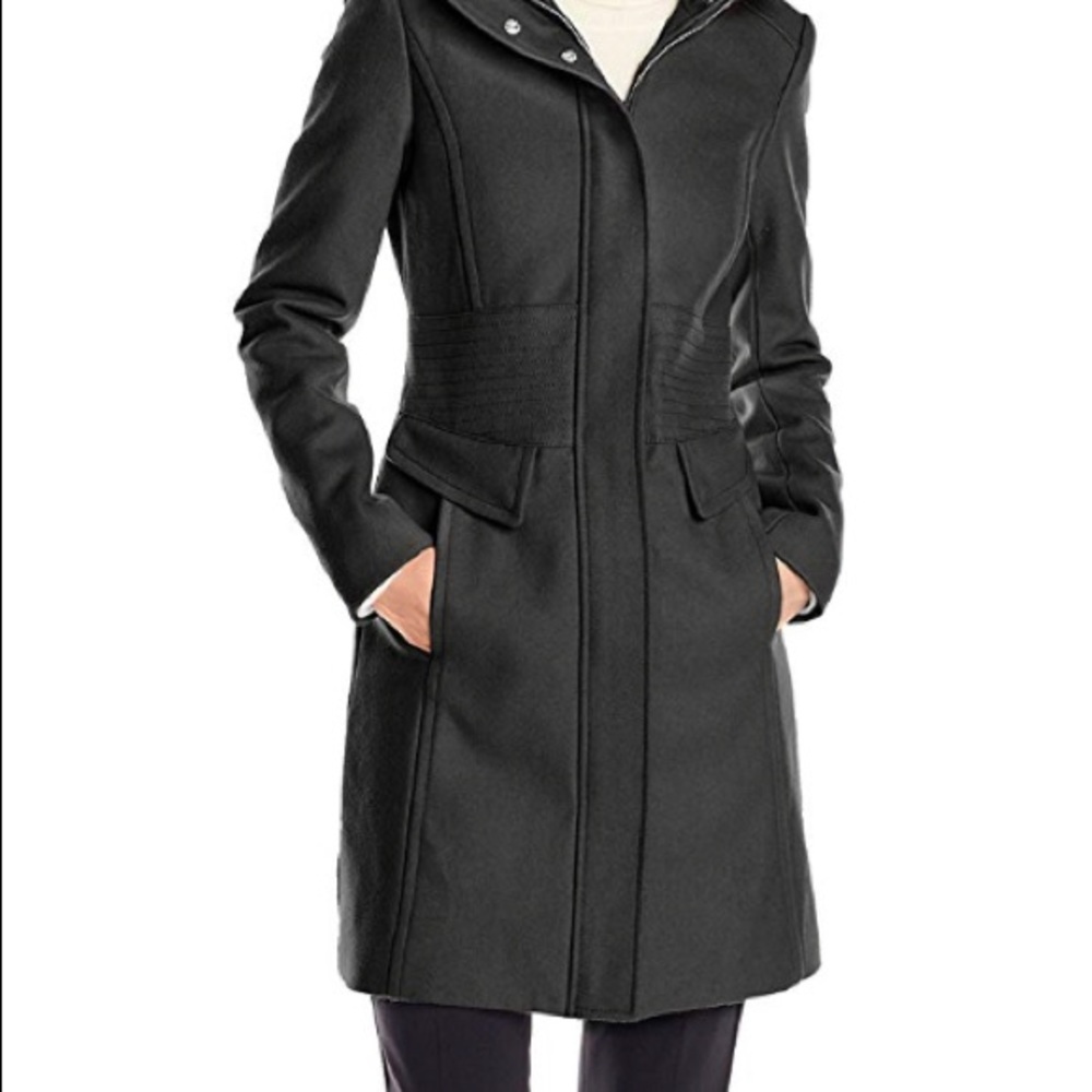 Kenneth Cole Zip-Front Wool-Blend Coat w/ Pockets